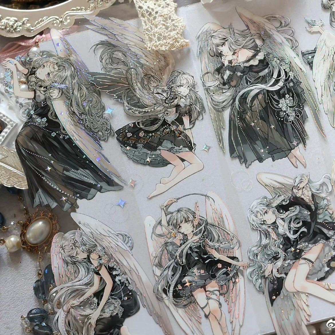 

Cute Angel Girl Washi Shiny PET Tape Card Making Decorative Sticker