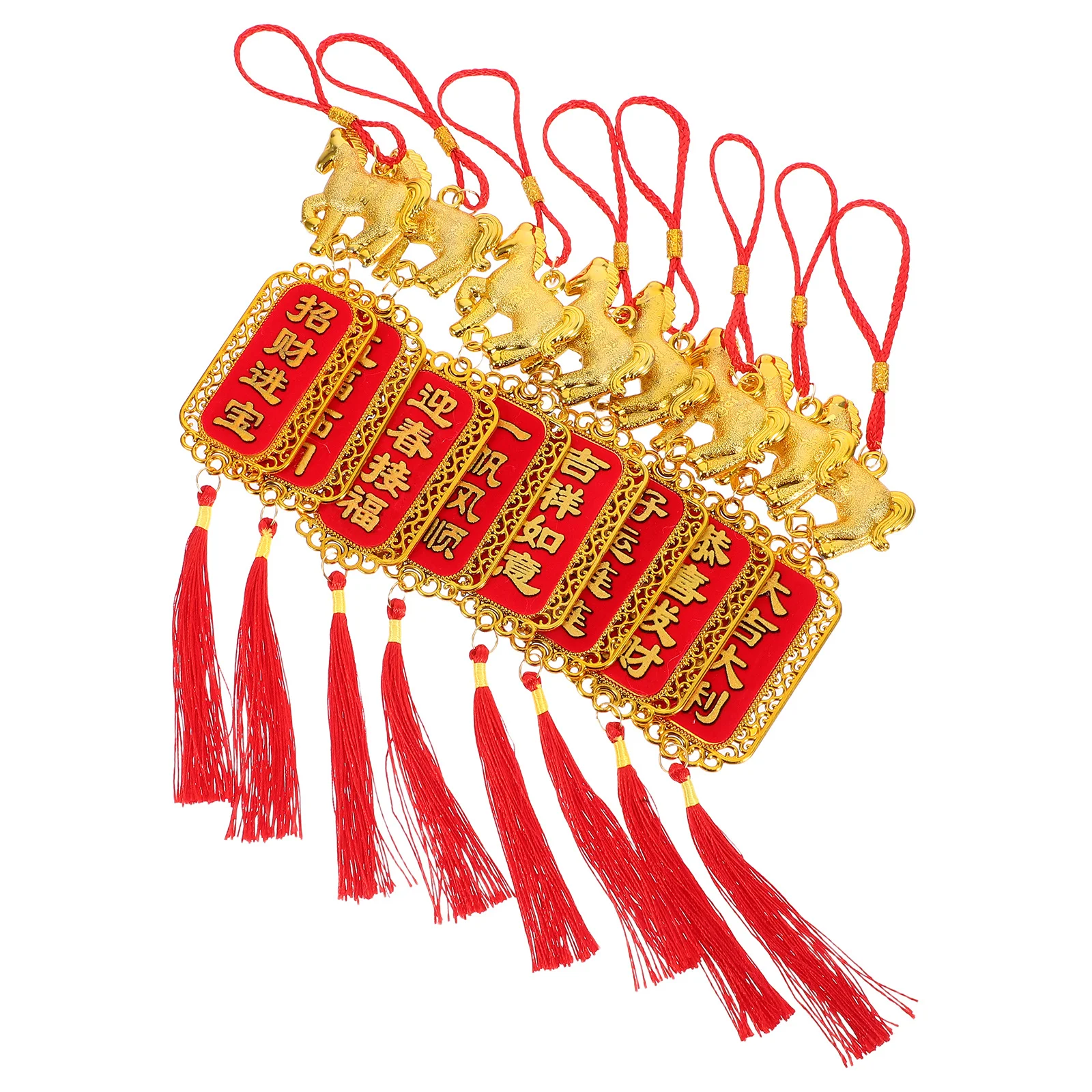 

8Pcs New Year Bonsai Hanging Decor Horse Year Pendants 2026 Lucky Chinese Spring Festival Ornaments Blessing Home Decor