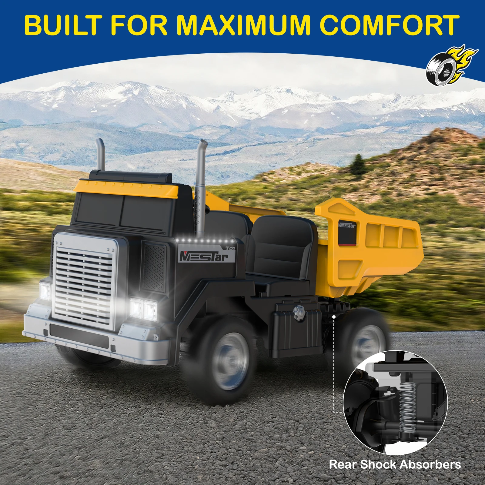 LIGIANT 24V Ride On Dump Truck für große Kinder, 24-Zoll-Sitz, 4WD/2WD, Fernbedienung, Dump-Bett, 3 Geschwindigkeiten, Federung, Bluetooth, LED