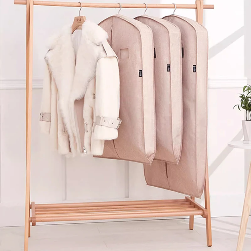 Clothes Dust Cover Hanging Organizer Wardrobe Garment Dress Coat Bags With Zipper Suit Case Dustproof Clothing Cover Oxford