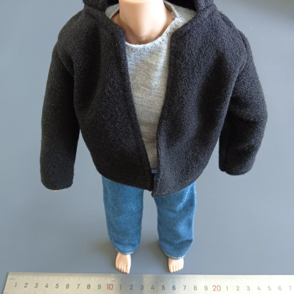 Ensemble de Vêtements de Soldat pour Homme, Manteau Noir, Veste en Jean Trempé, Carillon, Adapté à la Figurine d'Action du Corps de 12 Pouces, 1:6