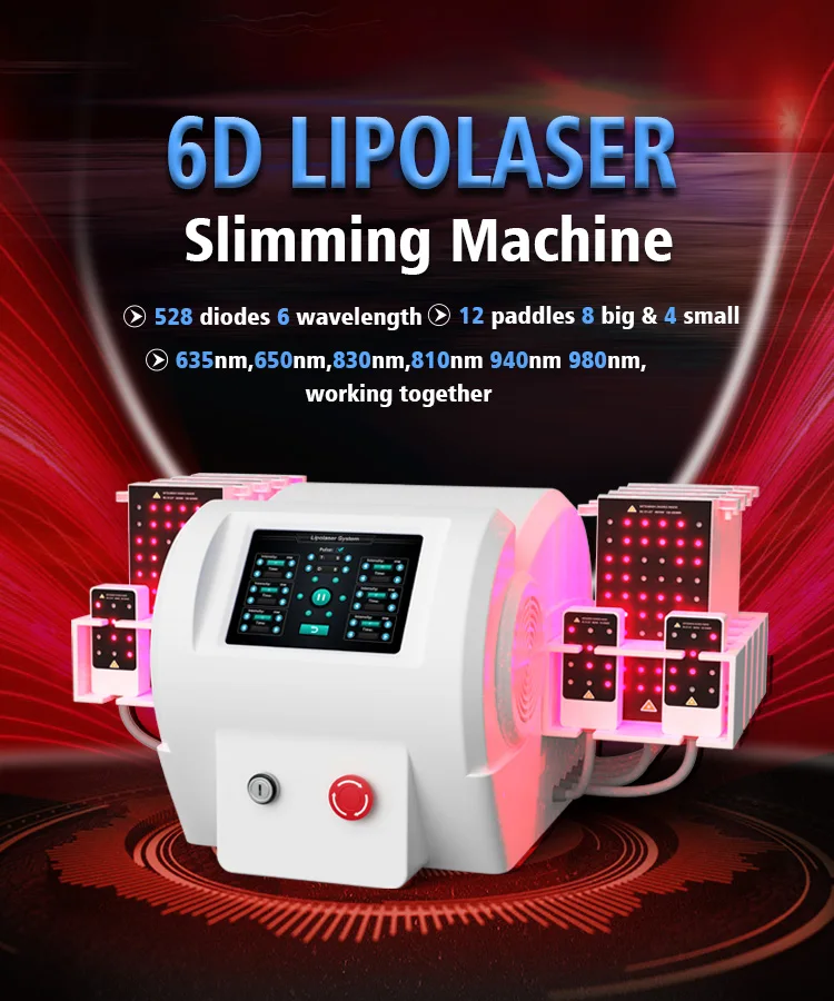 Professional 6D Red Light Therapy 650nm 940nm Lipolaser Far Infrared Slimming Diode Laser Medical LEDs Physical therapy Machine