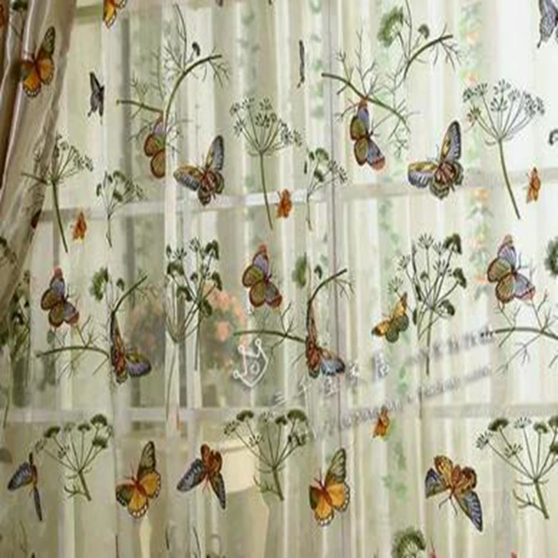 Pastoral butterfly flower embroidery precision bedroom curtain screens.