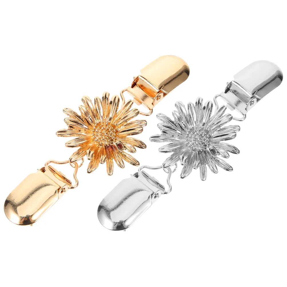 2개 세트 카디건 클립 꽃 모양 스웨터 클립 장식 숄 클립 스카프 고정핀 여성용 드레스 액세서리