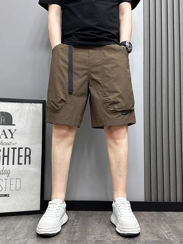 

Summer New Style Men's Casual Shorts Breathable Loose Five-Quarter Length Workwear Pants Youth Beachwear Polyester Fiber