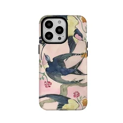New Chinese Style Pink Swallow Phone Case for IPhone 16 15 14 13 Pro Max 12 11 Pro 12 Mini Back Cover XS XR 8 PLUS SE 2020 Funda