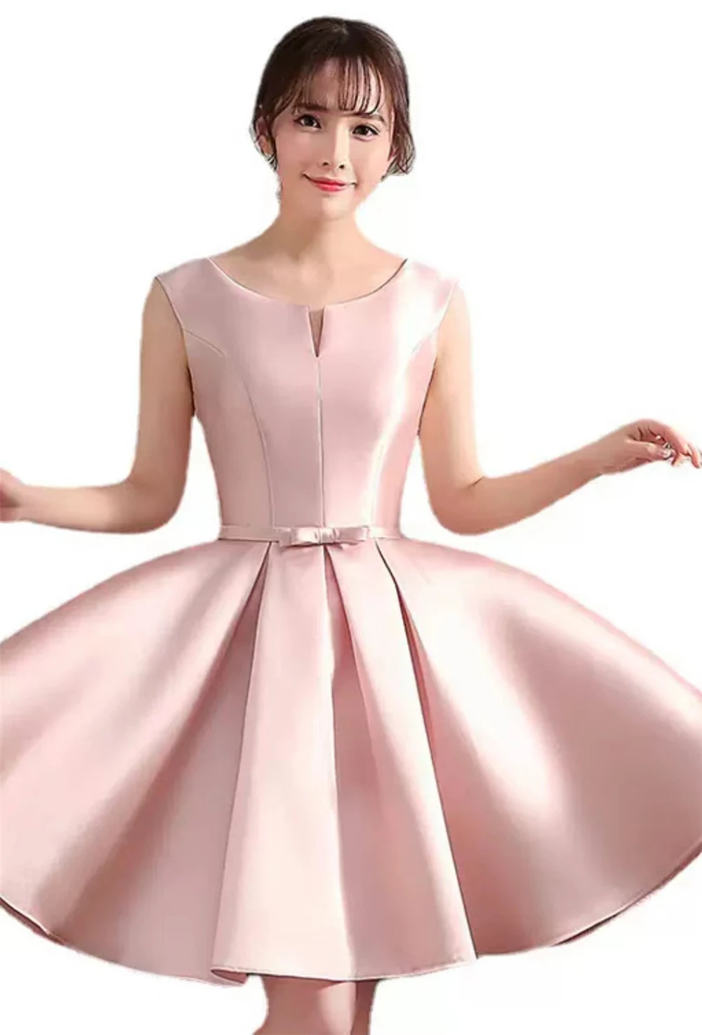 Elegant Stock Short Prom Dresses 2026 Satin Puffy Princess Mini Formal Evening Homecoming Party Gown Customized BM304
