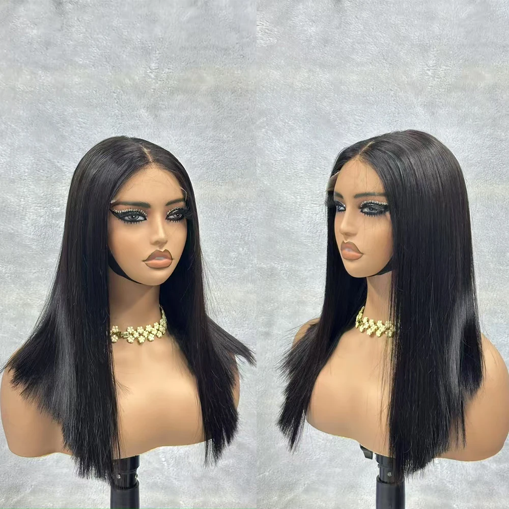 Wig rambut manusia lurus tulang transparan 14-20 inci Hd renda depan Wig rambut manusia Brasil 5x5 Wig Frontal renda Swiss untuk wanita