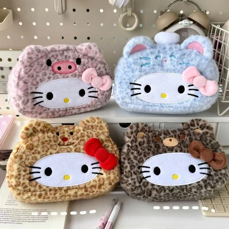 

Плюшевая косметичка, женская косметичка, дорожная сумка-клатч, милый органайзер для макияжа, леопардовый набор для туалетных принадлежностей, органайзер для туалетных принадлежностей в стиле кавай.