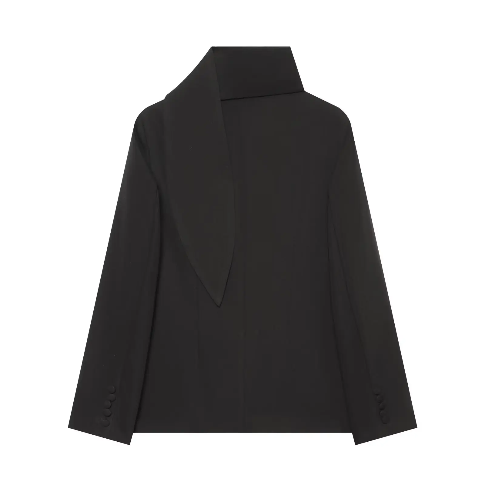 BSAY Damen Eleganter Blazer mit Schal-Reverskragen, Einreihig, Verdeckte Knöpfe, Lange Ärmel, Einfarbig, Business-Casual-Anzugjacke – Detail 4
