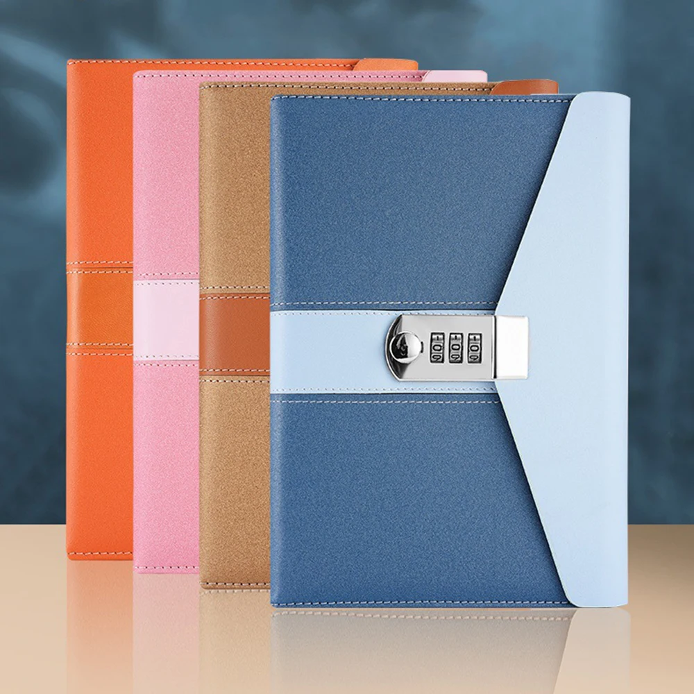 Notebook Locking Personal Diary Locked Refillable Office Taking Notepad Notebooks Password Daily Planning PU Imitation leather