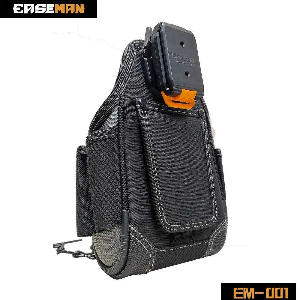 EASEMAN-Heavy Duty Ferramenta Belt Bag com suporte traseiro, Organizador Gancho Rápido, Oxford Pano Ferramenta De Armazenamento, Ferramentas