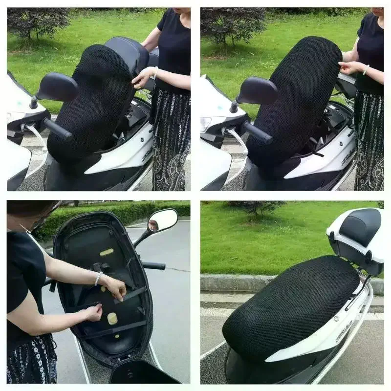 1Pcs Breathable Mesh Electric Motorcycle Seat Cover Heat Insulation Waterproof Sun Protection For Summer Riding Daily Commute