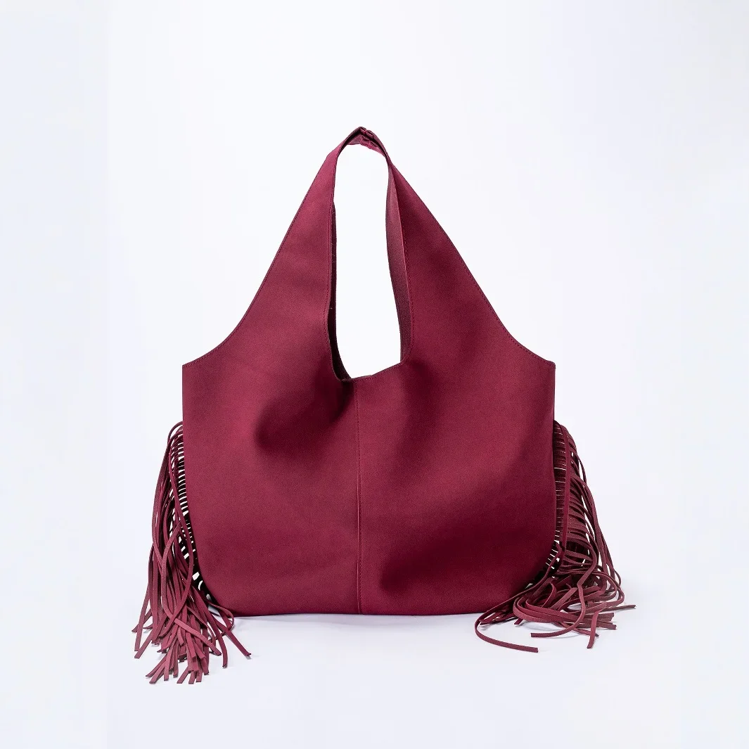 

NEW Long Tassel Women Shoulder Bag Large Capacity Tote Bags Faux Suede Handbag and Purses Half Moon Shopper Women Bag Cloud Bags