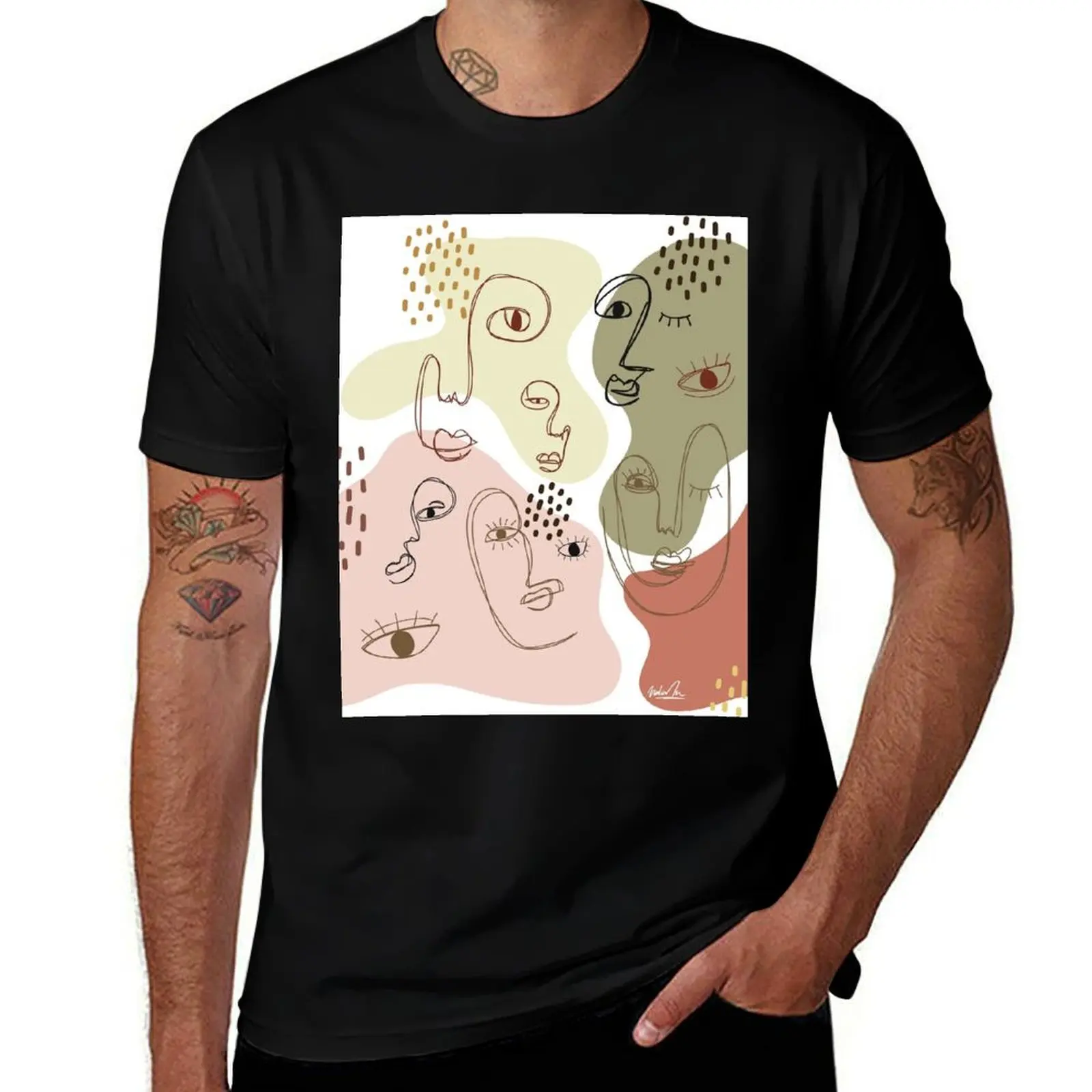 

Abstract Faces T-Shirt t shirts designer man t shirt heavy cotton