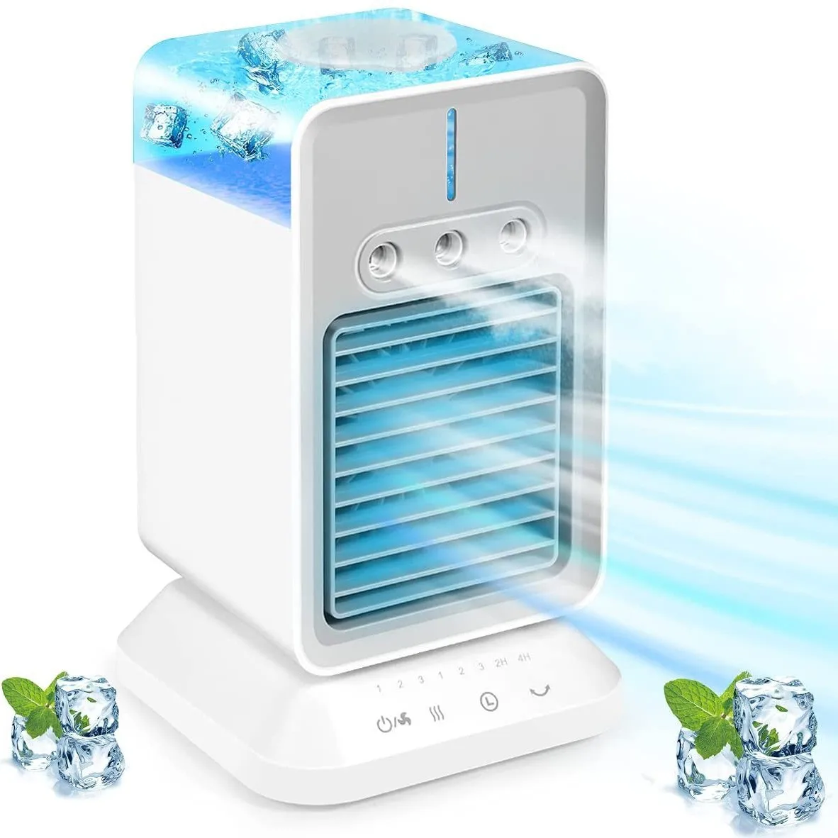 USB Mini Desktop Spray Humidification Fan with Refrigeration Cooling Function Portable Battery Operated Air Conditioner for Home