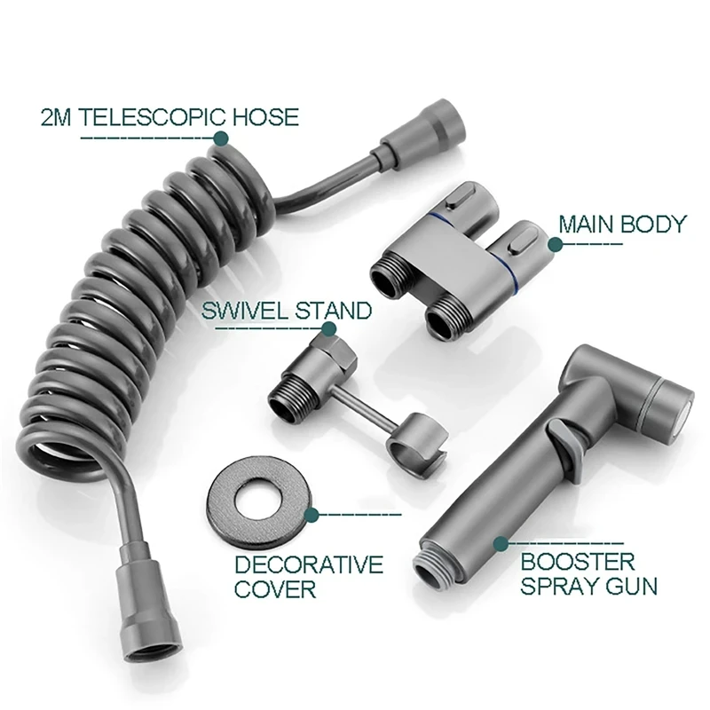 Imagem -02 - Conjunto de Bidé de Banheiro Portátil wc Cabeça de Chuveiro Auto-limpeza Torneira de Válvula de Ângulo Ângulo de Pulverizador