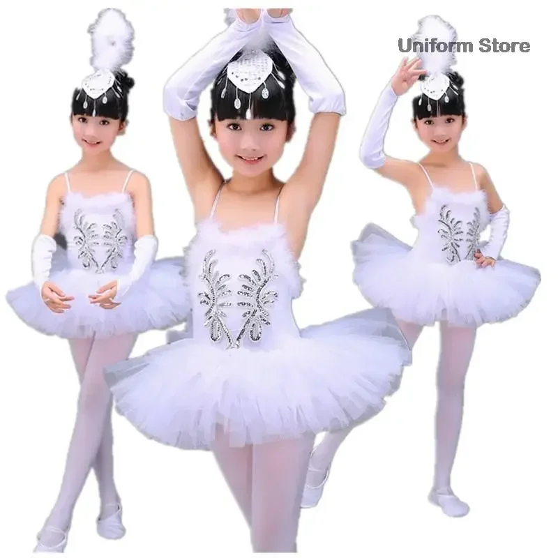 Professional White Girls Swan Lake Ballet Dresses Ballerina Dancing Costumes for Kids Dance Dress Performance Tutu Dancewear