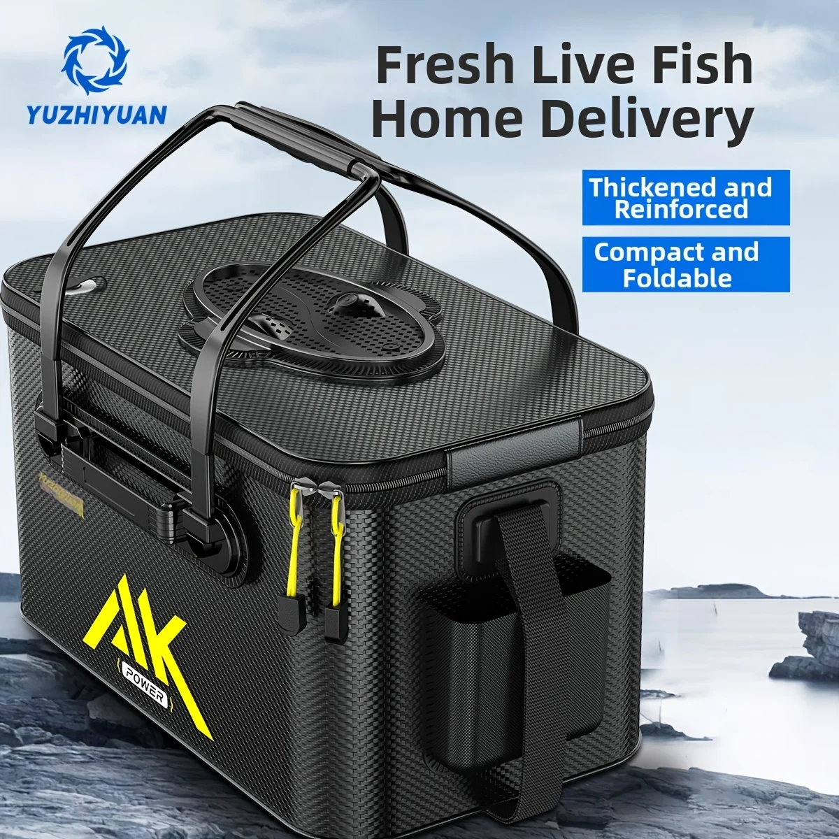 

24L/30L/36L large capacity live fish bucket fishing tool foldable fish bucket, thick EVA portable, freshwater/seawater fishing