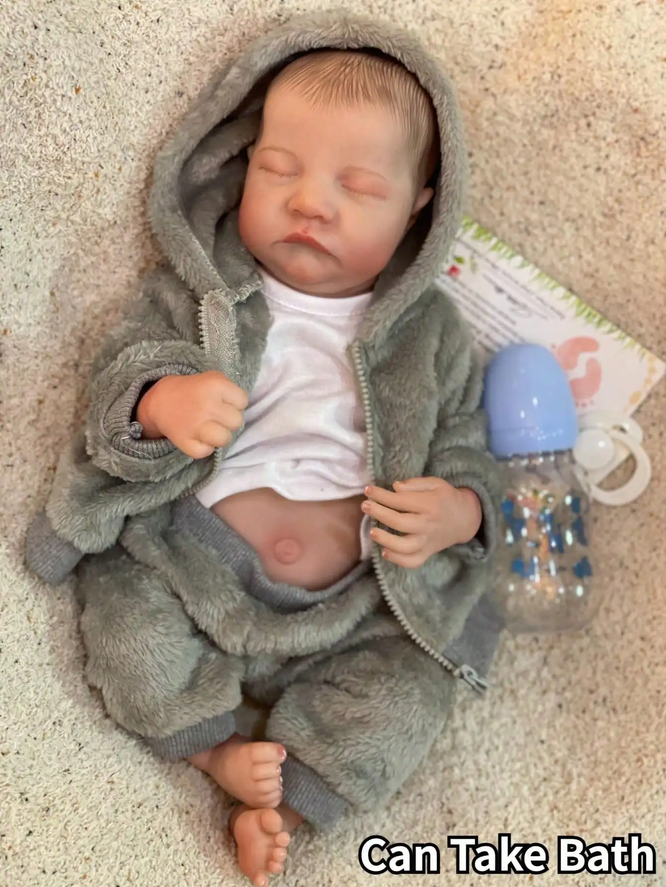 

Saskia 16-дюймовая водонепроницаемая виниловая подарочная кукла для новорожденных с закрытыми глазами ручной работы Reborn Boy Levi