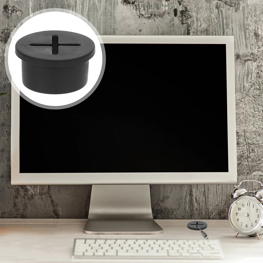 

20Pcs Black Rubber Grommet for Desk Hole Cover Flexible Cable Cord Wire Organizer Office Furniture Countertop Management Kit