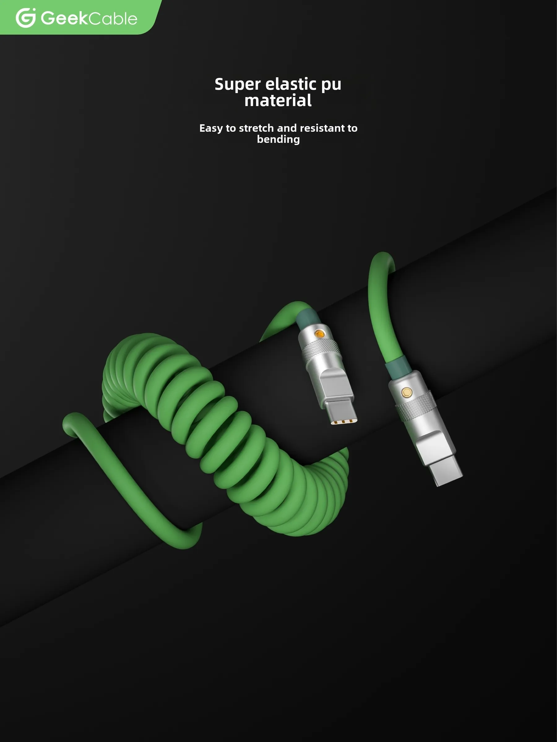 GeekBable Notebook PD3.1 Charging Android Charging Cable Type-C to C Rubber Elastic Spiral 240W