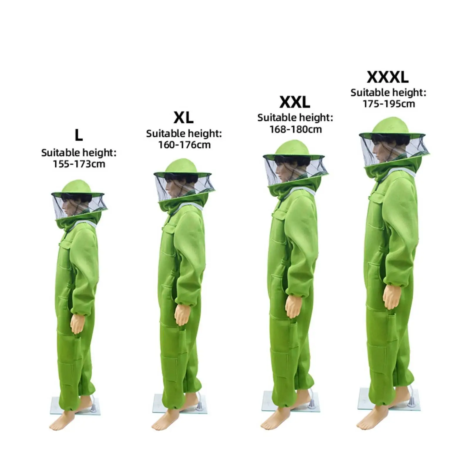 Full Body Bee Keepers Suit with Hood and Veil for Beekeeping Work Elastic Cuffs Secure Fit Air Cotton