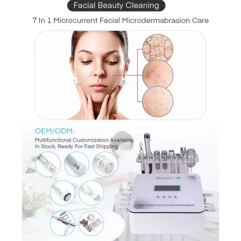 7 in 1 Facial Eye Skin Care Machine Microdermabrasion Hydro Peel Skin Lifting Wrinkle Removal RF Microcurrent Beauty Device