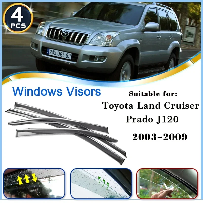 

Deflectors for Toyota Land Cruiser Prado 120 J120 2003~2009 Accessories Car Window Visors Rain Eyebrow Guards Wind Windscreens