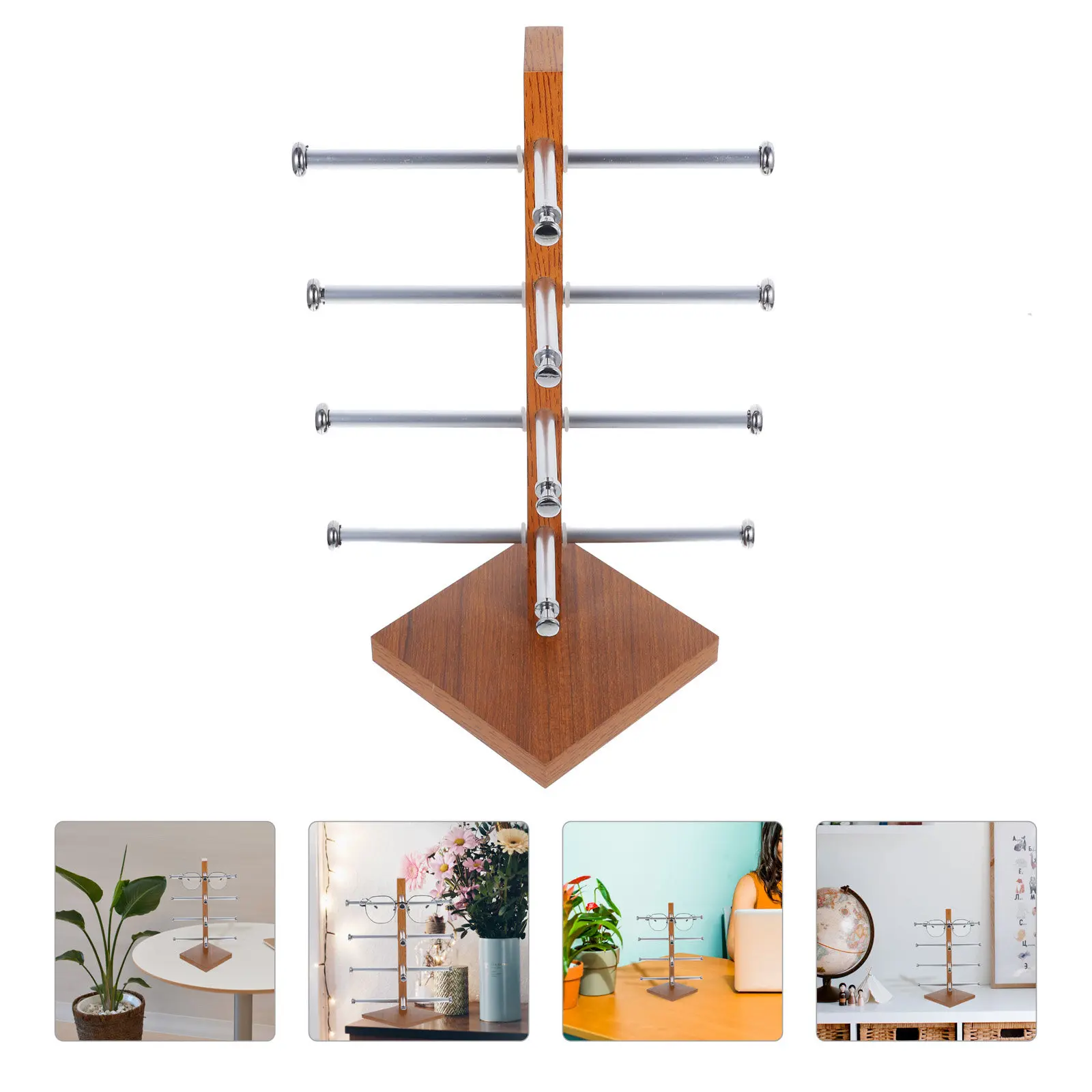 Wooden Eyeglasses Stand Riser Multi-Tier Glasses Holder For Sunglasses Optical Glasses Desktop Display Rack Organizer