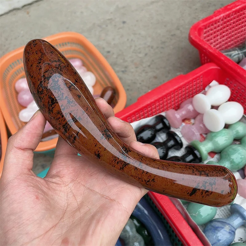 Natural Red Obsidian Penis Massage Stick Crystal Stone Gift as Halloween Gift Healing Stones Gems For Home Decorations