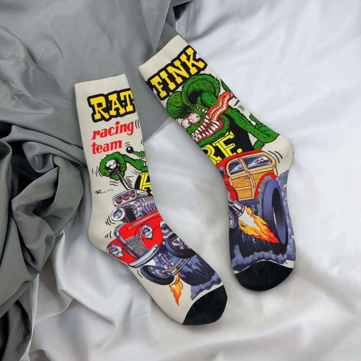 Happy Men\'s Socks Roth American Custom Car Ed Idol Retro Harajuku Tales of the Rat Fink Crew Crazy Sock Gift Pattern Printed