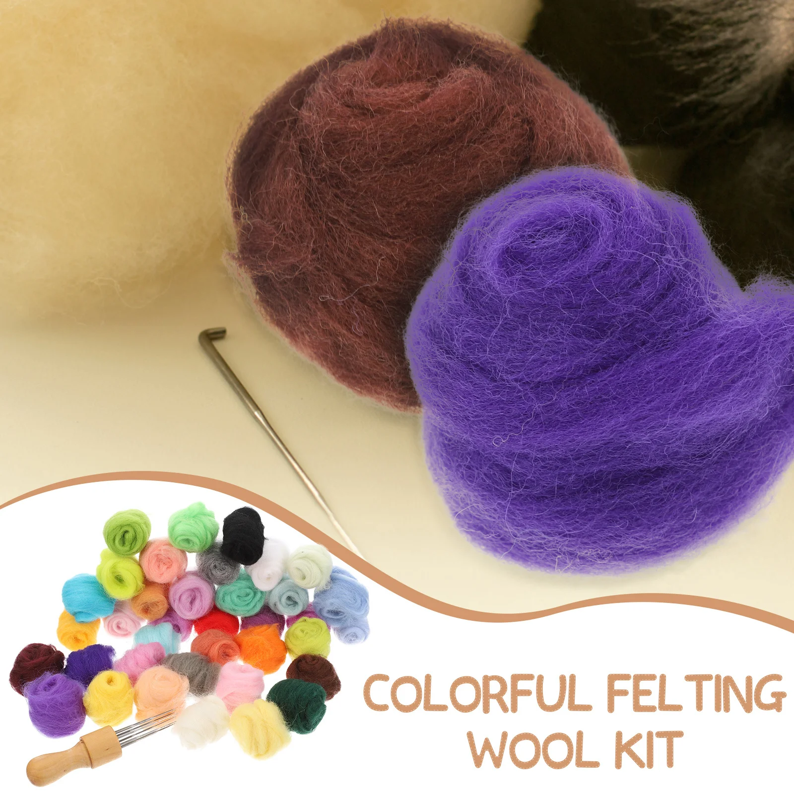 

1Set Needle Felting Wool Kit Colored Felt Wool DIY Craft Making Accessories Felting Needle Handmade Felt Crafts Supplies