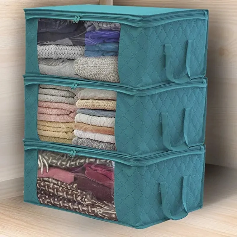 Clothes Organiser Non-Woven Wardrobe Organiser Quilt Clothes Organiser Dustproof Storage Bag Folding Storage Box Storage Supplie