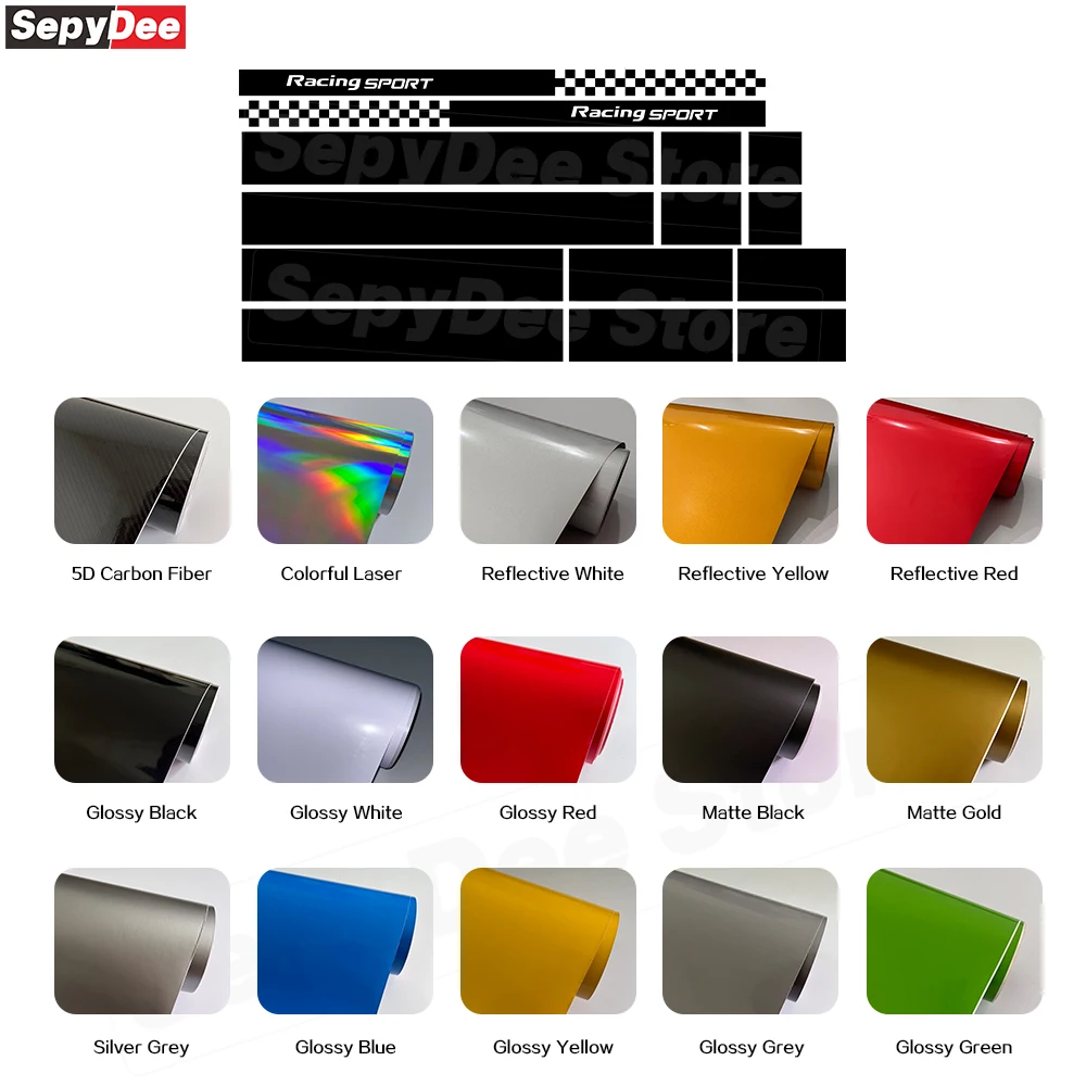 Racing Sport Car Hood Roof Tail Door Side Skirt Sticker for Ford Mustang Auto Body Lattices Stripe Decor Vinyl Decal Accessories