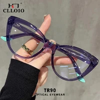 CLLOIO, elegante montura de ojo de gato, gafas de lectura antiluz azul para ordenador para mujer, gafas graduadas personalizables para miopía e hipermetropía