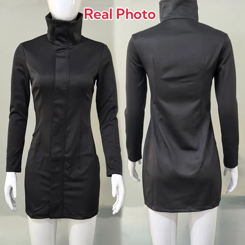 Women Gojo Satoru Bodycon Dress Cosplay Costume with Glasses Set for Girl Cosplay Stretchy Fabric Black Sexy Dress Halloween view 5