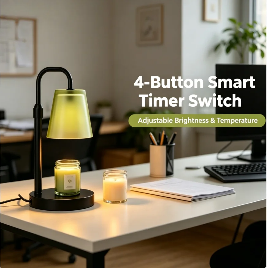 

Scented Candle Warmer Lamp with Sage Green Glass Shade, Dimmable Electric Wax Melter with 4-Key Smart Timer Auto-Off, Compatible with Large & Small Jar Candles, US Plug, Gifts for Women Home Decor