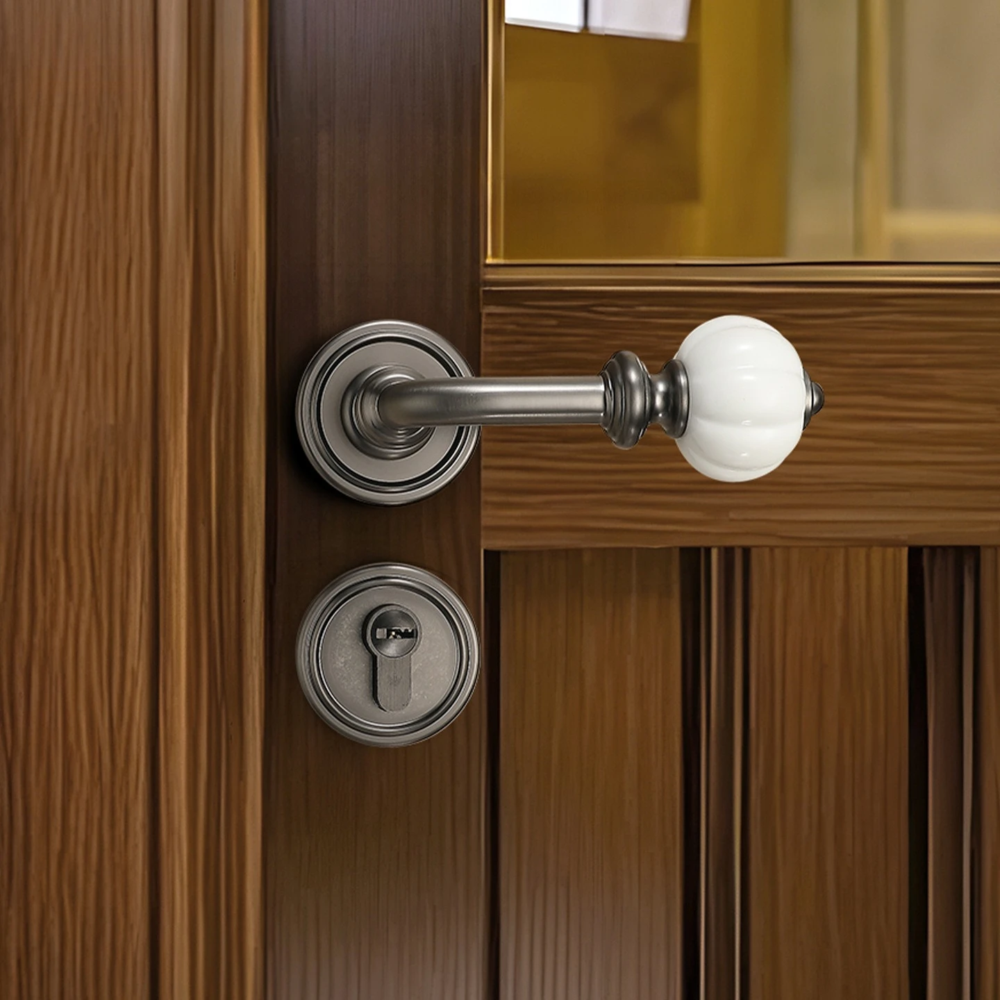 French retro light luxury bedroom door lock universal silent magnetic room door lock split wooden door handle Zinc alloy ceramic