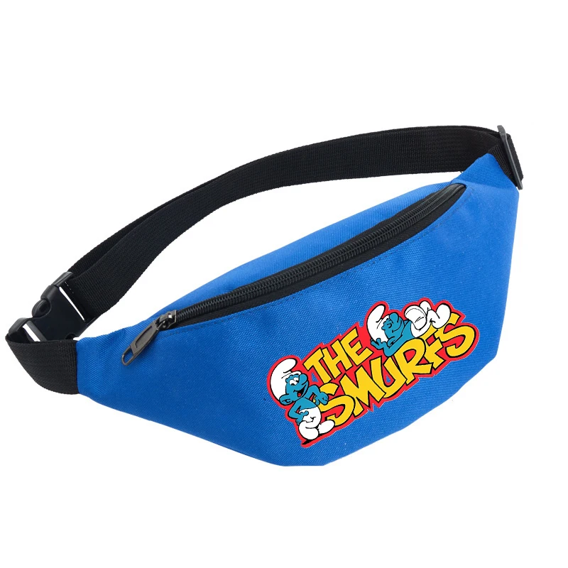 Anime Smurfs adolescente marsupio film Cartoon Print Kids Child Outdoor Sport Zipper Belt Case spalla Crossbody Pack regali per feste