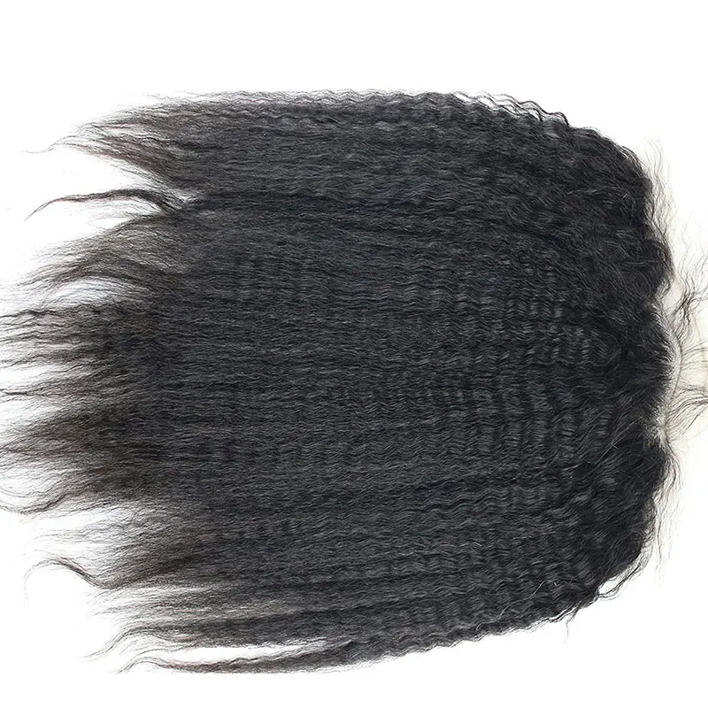 Peluca de cabello humano rizado con encaje Frontal, pelo liso Natural, Color negro, 13x6, HD