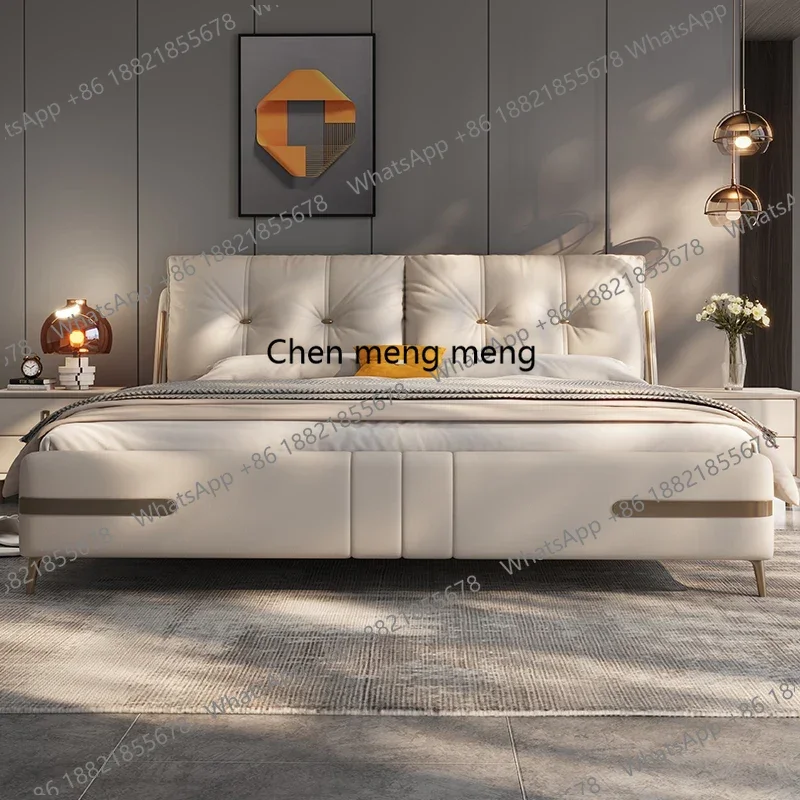 

180x200cm Frames Bedroom 2 People Beds Luxury King Queen Twin Headboard Cream Style Large Soft Pack Bed Wood Modern Furniture