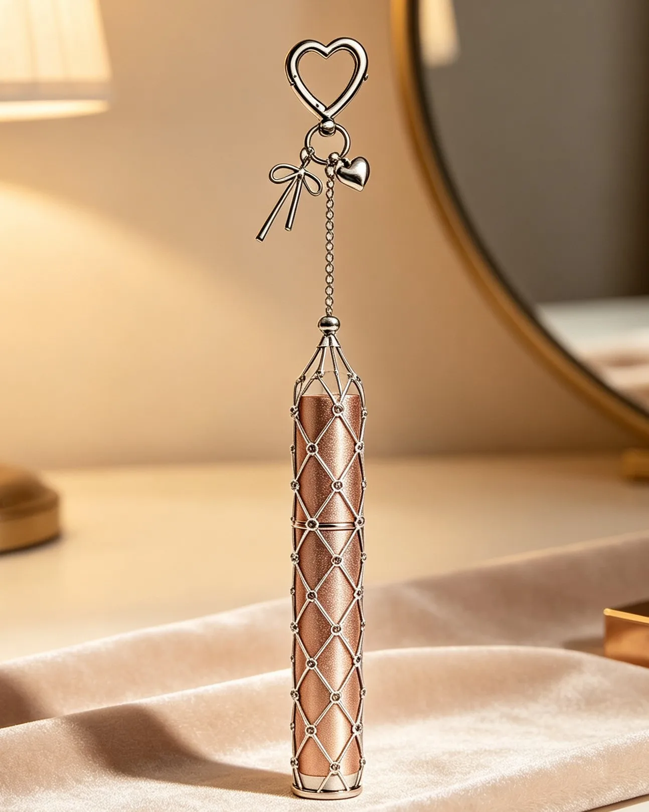 Y2K Stainless Steel Metal Net Pocket Interchangeable Lipstick Bag Pendant Keychain Keyring Key Chain Charms Accessories Design