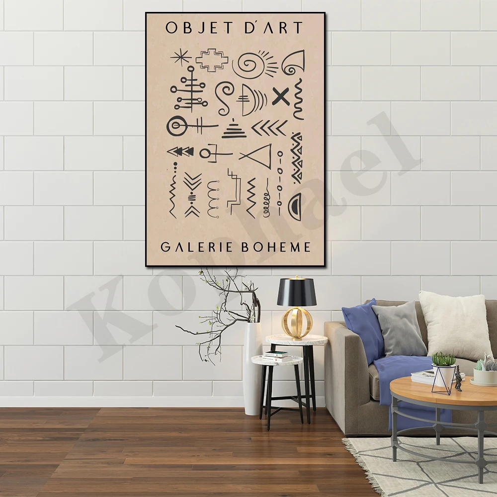Abstract People Neutral Minimalist Beige Bohemian Art Wall Decoration Exhibition Poster