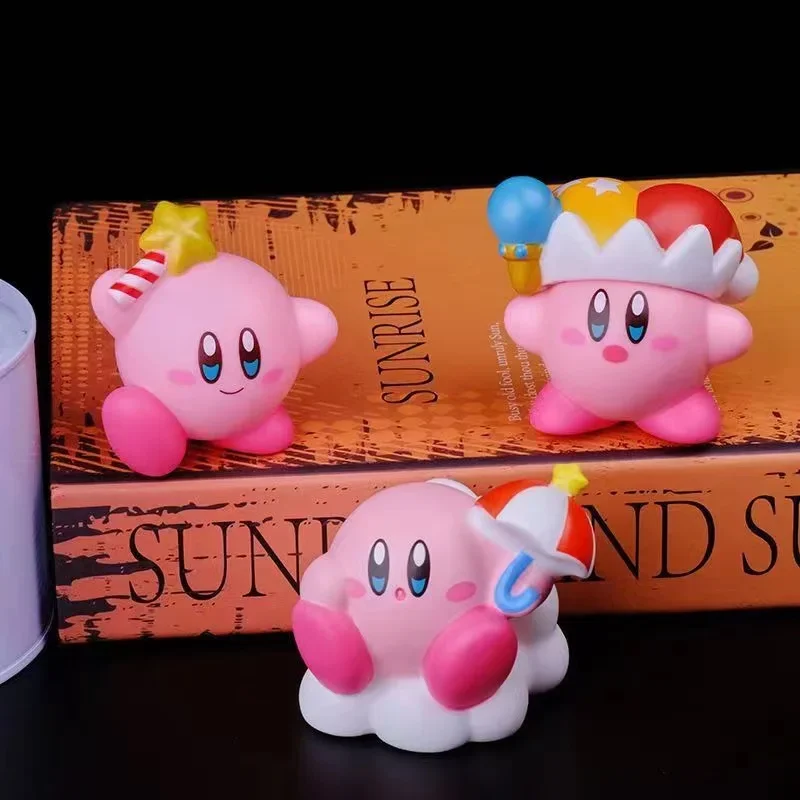 8Pcs/Set Games Star Kirby Anime Cute Cartoon Pink Kirby Mini Figure Decorative Collection Ornaments Toy For Children's Gifts