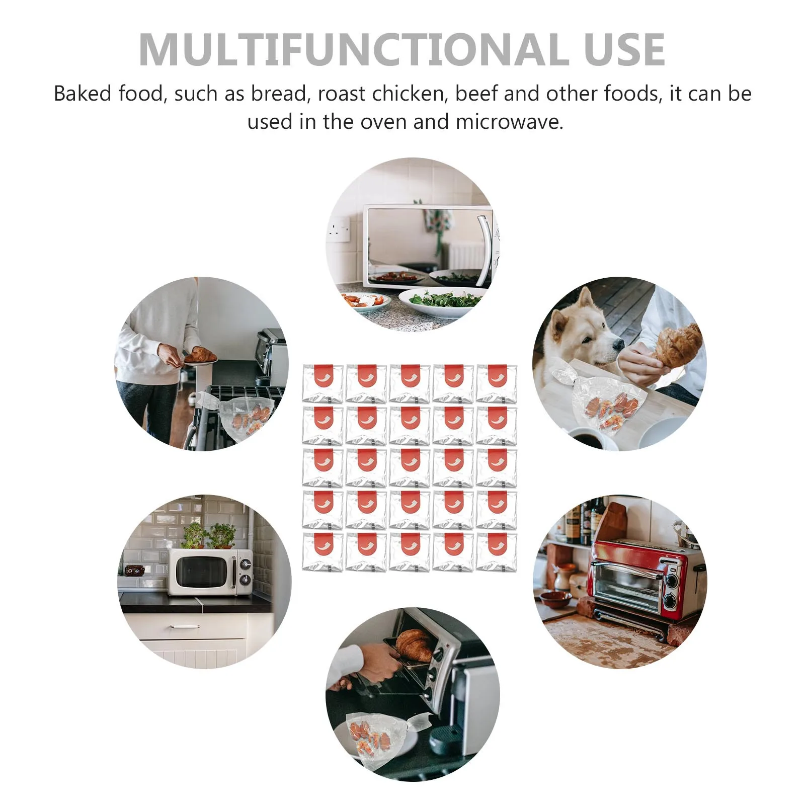 

100Pcs Pet Roast Bag Heat Resistant Grilling Bag for Oven Microwave Toaster Use in Cooking Chicken Sausages Pastries Snacks