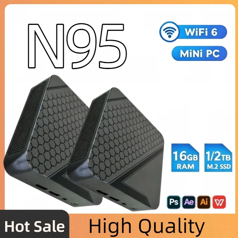 New Mini PC Portable Core N95 1TB 2TB SSD 16GB RAM WIFI 6 BT5.2 4K HD Mini Gaming Office Study Pc