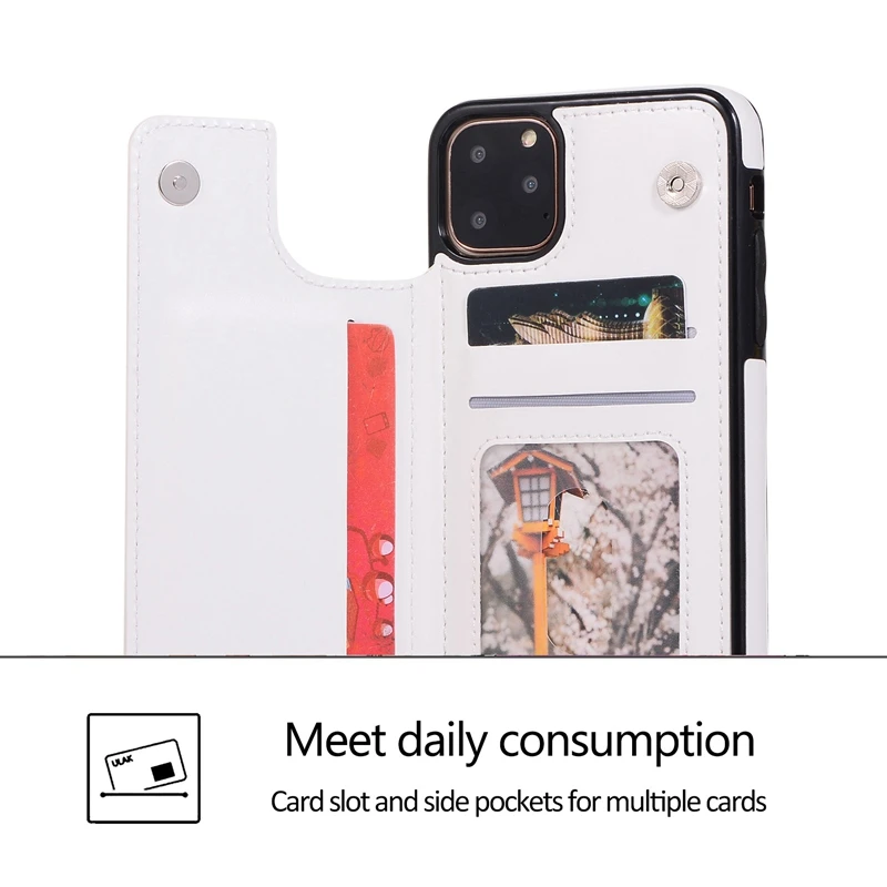 Capa Flip à Prova de Choque para iPhone, Carteira Magnética, Slot Para Cartão, PU e TPU, 6,5 polegadas, iPhone 11 Pro Max