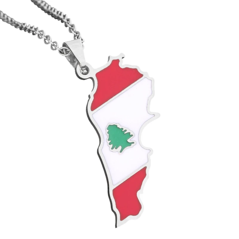 E15E Delicate Craftsmanship Lebanon Map Necklace with Alloy Texture for Daily Party