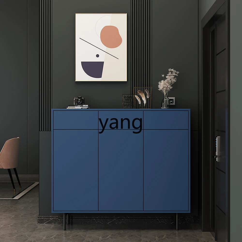 YJA Light Luxury Minimalist Shoe Cabinet Blue Storage Hallway Home Doorway Double-Sided Foyer Locker